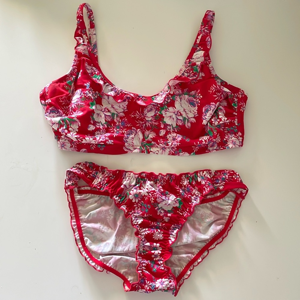 Red Floral Bikini